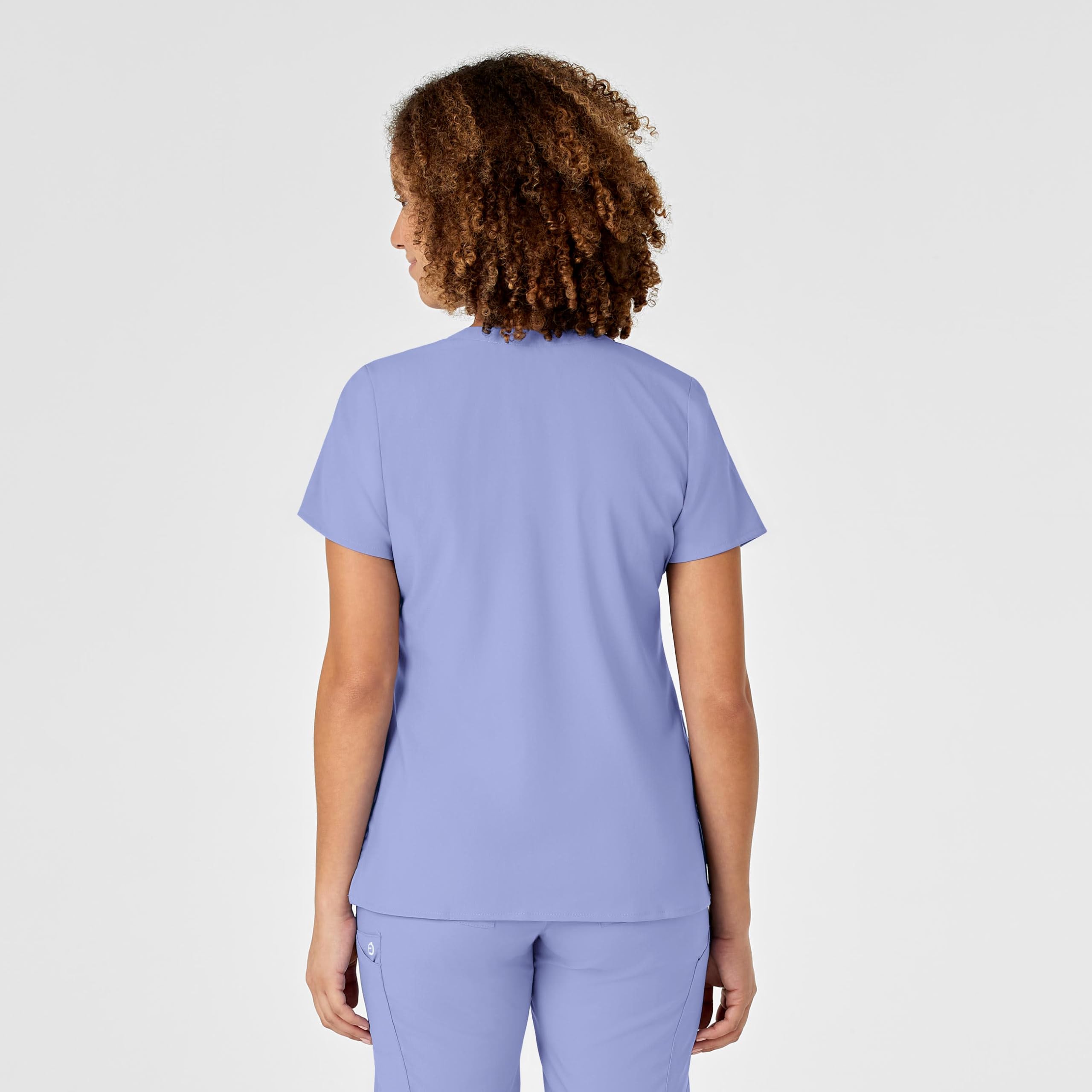 WonderWink Women's Plus-Size Women's Mock Wrap Top Shirt, Ceil Blue, 3-XLarge
