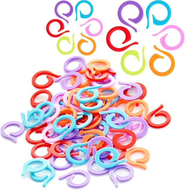 100pcs Knitting Stitch Markers, 50 Large + 50 Small Plastic Crochet Stitch Markers, Knitting Stitch Rings for Sewing Knitting DIY and Handmade Crafts (Random Colors)