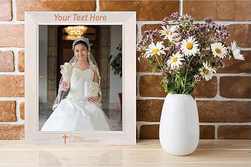 Miniatura 4 de PersonalizationStreet - Religión Ocasiones Mi Primera Comunión Personalizado 5" x 7" Marco de fotos vertical de madera con grabado personalizado,