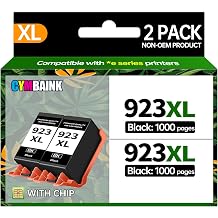 Black 2Pack 923XL Ink Cartridge High-Yield with Chip Compatible with Home Office School Printers Replacement for Pro 8120 8122e 8132e 8124e 8125e 8130 923XL-2Black Black Black