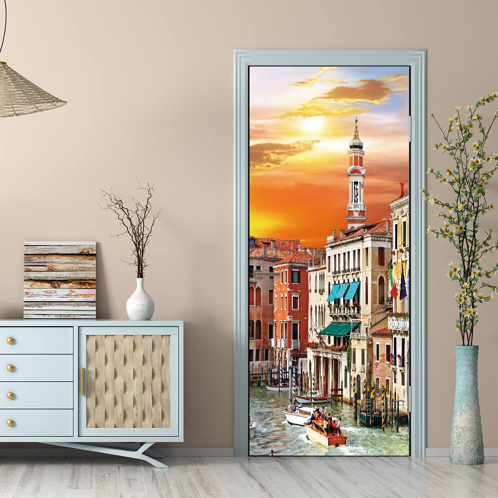 Poster trompe l'oeil porte 3D Venise pour sublimer votre cuisine