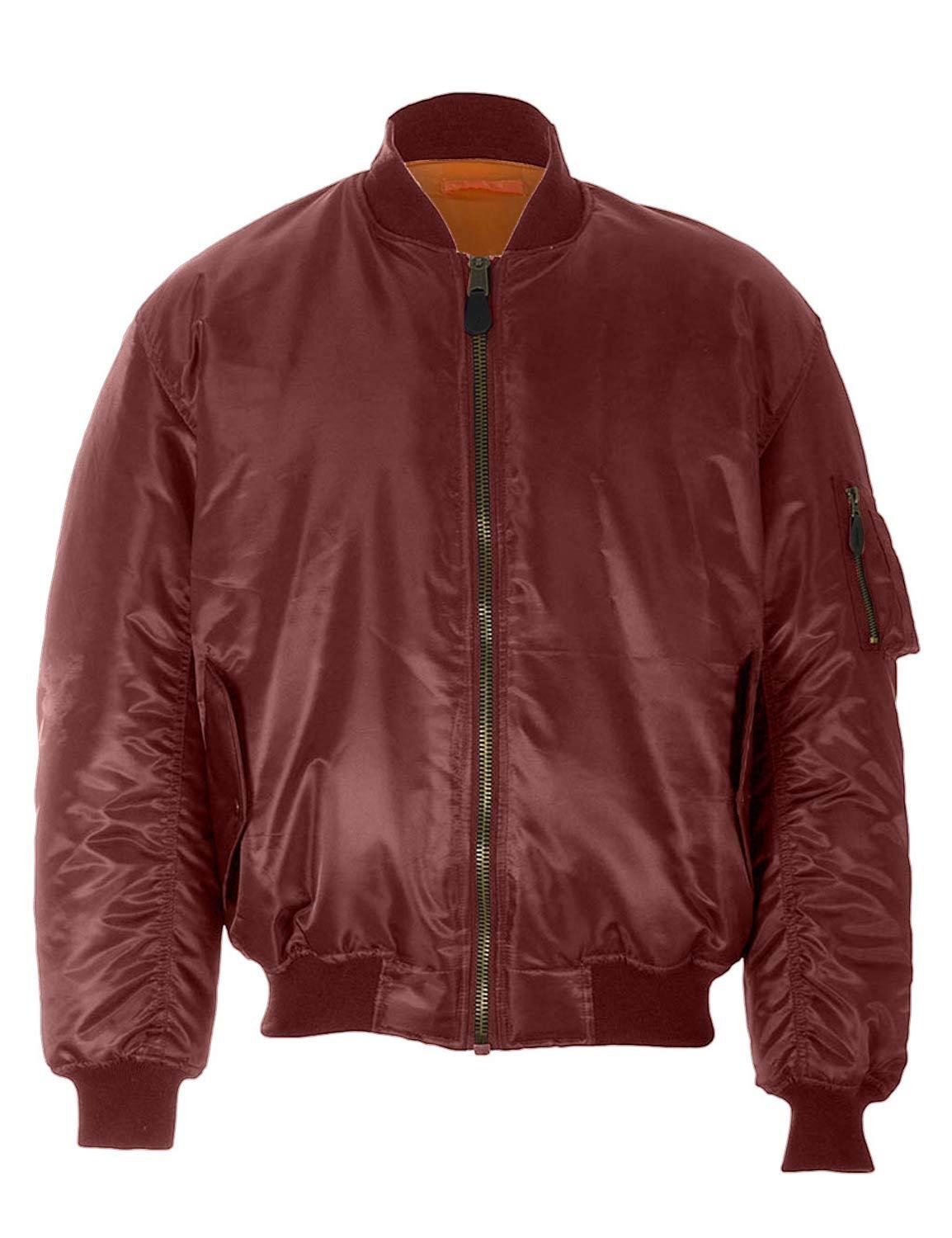 Mens MA1 Bomber Jacket (Large, Burgundy)