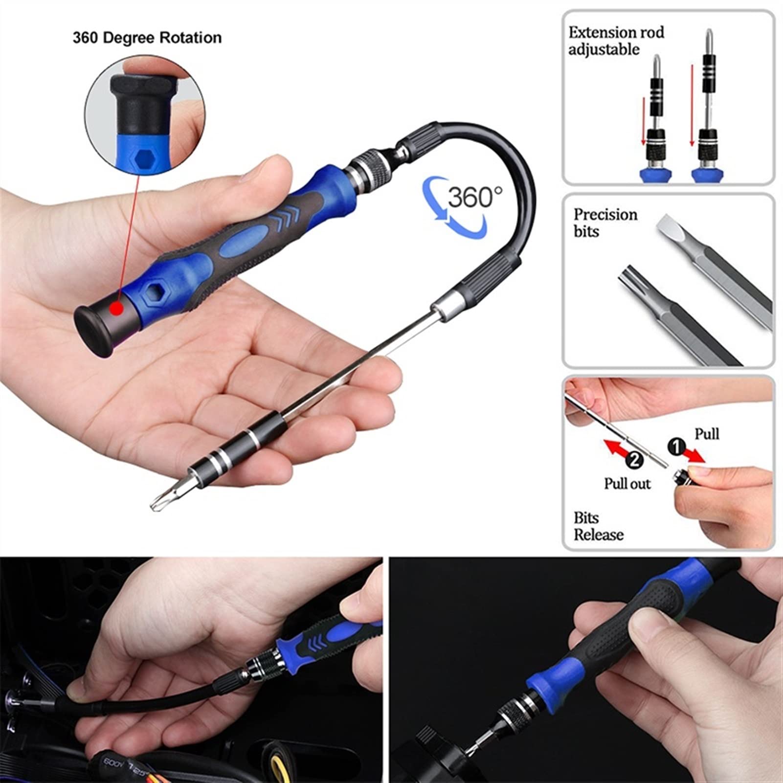 Set di cacciaviti di precisione Punte per cacciavite Punte per cacciavite esagonali magnetiche Kit di Strumenti per la Riparazione di componenti elettronici