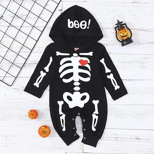 Miniatura 2 de Ropa de Halloween para bebé niño pequeño, disfraz de esqueleto con capucha