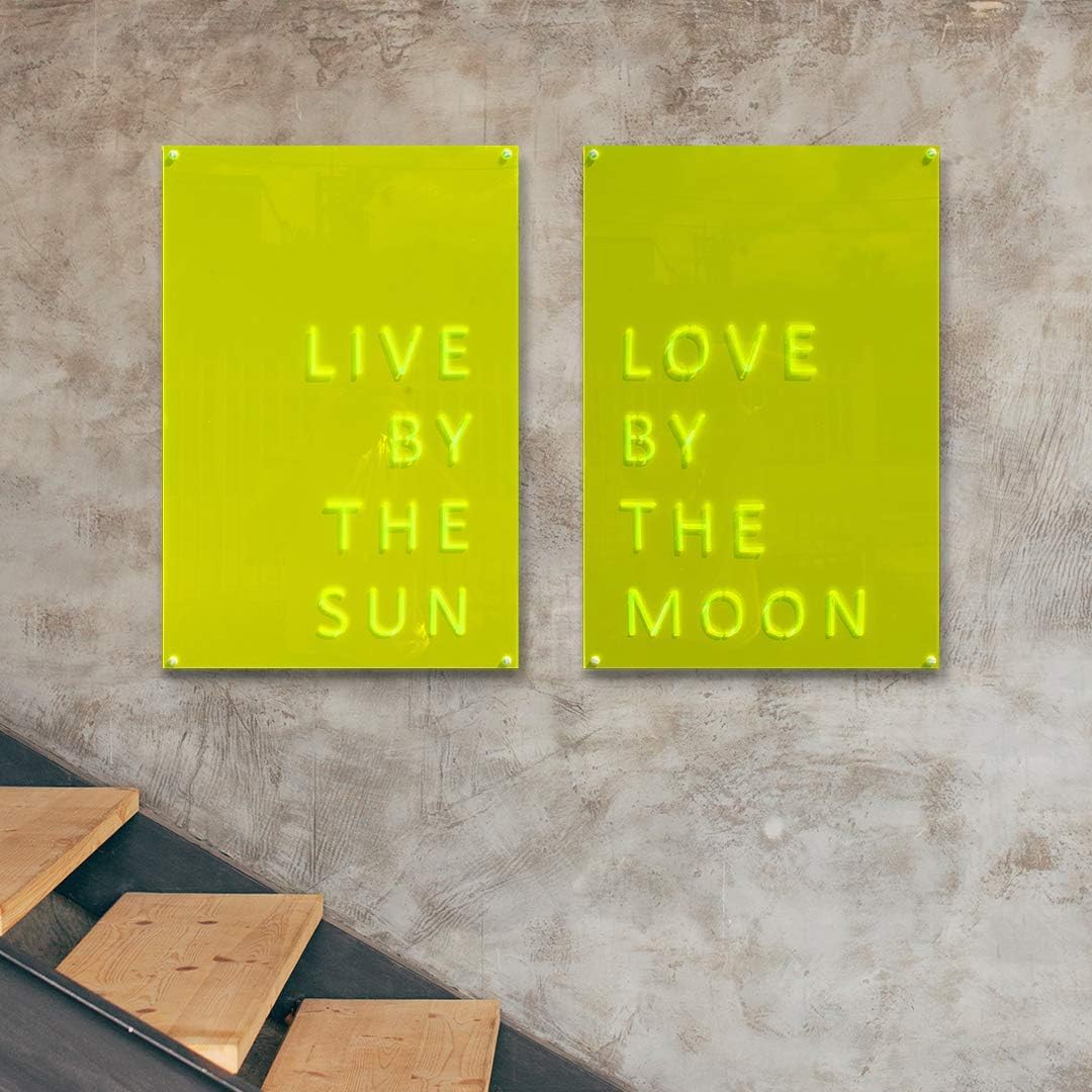 Exclusive Discount 90% Price 4ArtWorks - Live by The Sun Neon Wall Art - Inspirational Sign for Your Bedroom, Living Room, Bathroom, Office or Dorm - Hand Assembled & Made in The USA (16 W x 24 T, Neon Green)