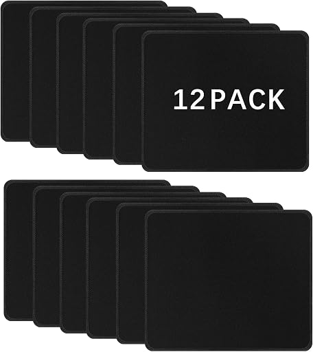 12 PCS Black Mouse pad Bulk with Stitched Edge,10.2x8.3inches 3mm Thickness Premium Textured Non-Slip Rubber Base Washable for Office and Home Use