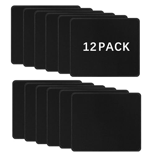 Anpuimult 12 PCS Black Mouse pad Bulk with Stitched Edge,10.2x8.3inches 3mm Thickness Premium Textured Non-Slip Rubber Base Washable for Office and Home Use