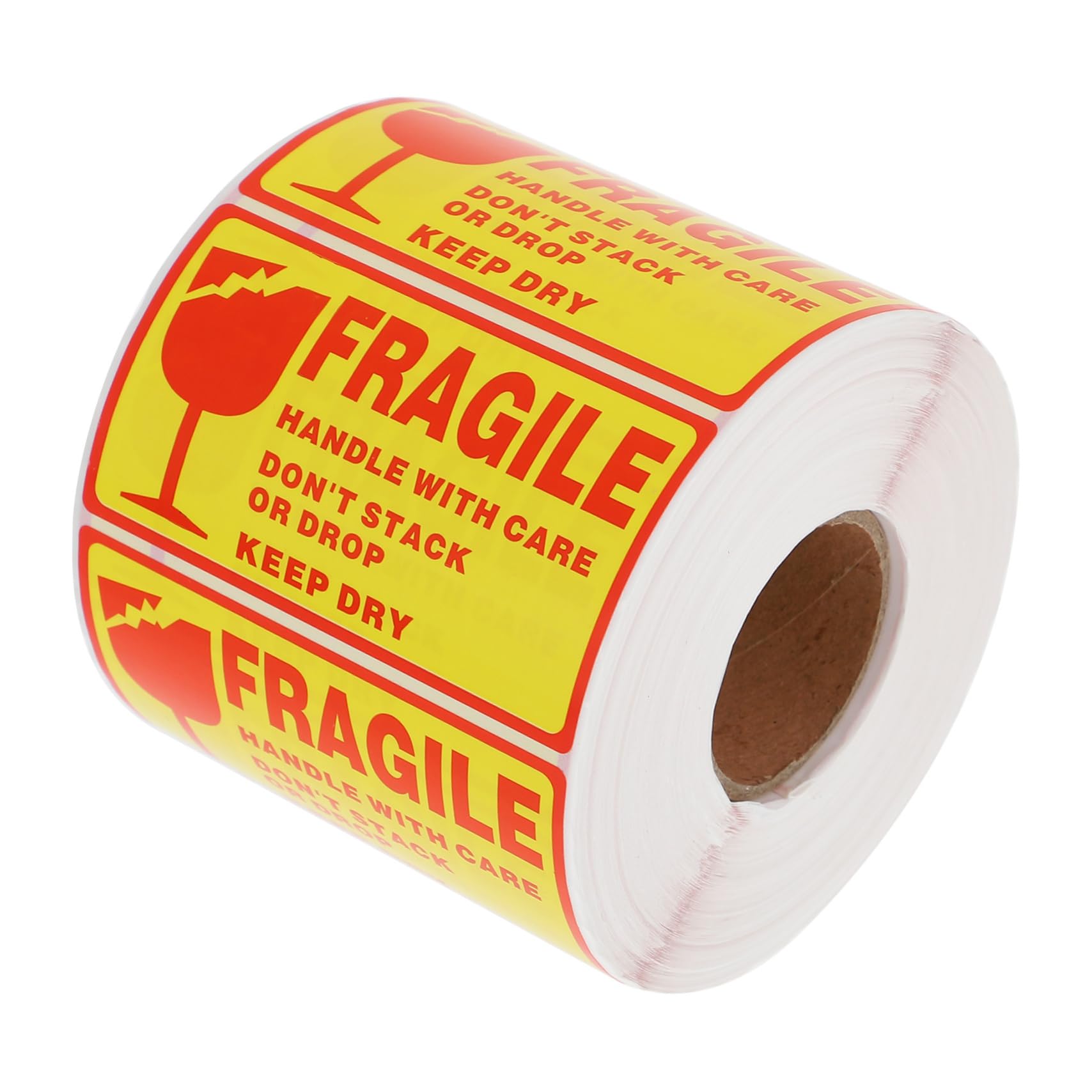 HOMSFOU Pegatinas de Advertencia de Envío Etiquetas de Precaución para Paquete Frágil Autocolantes de Manipulación Cuidadosa para Transporte Unidades Color Rojo y Amarillo Material