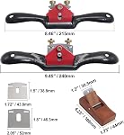 2pcs ajustable SpokeShave avec base plate, 6pcs Lame métallique et 1pcs Plans de travail du bois portatifs Outil à main de travail en bois parfait pour l'artisanat du bois, le craver, le travail