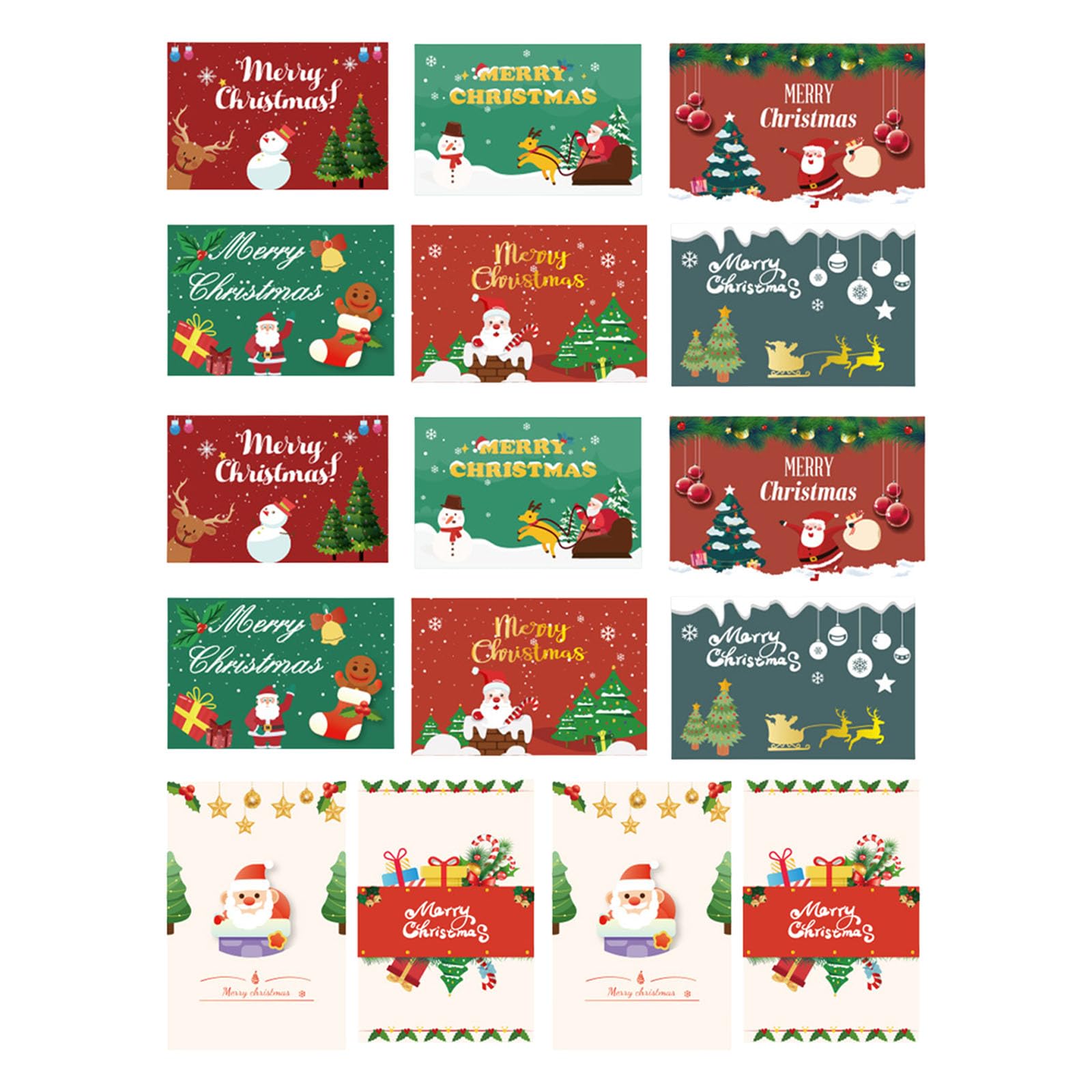 Kalttoy 16Pcs Holiday Greeting Card Folding Christmas Card Party Invitation 3.9x6.3Inch for Birthday Christmas Celebration Cards