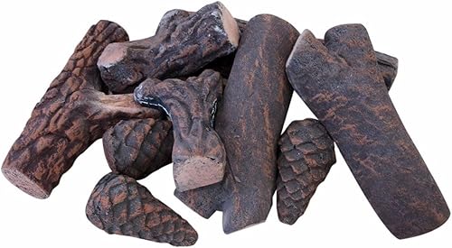 Troncos pequeños para chimeneas de gas, juego de 9 piezas de troncos de madera de cerámica. Todo tipo de inserciones de gas, sin ventilación y sin