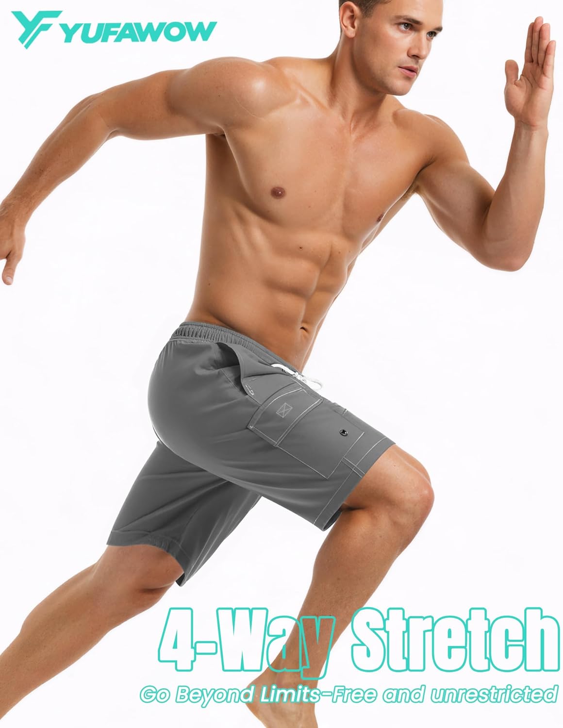 Men Swim Trunks with Compression Liner Quick Dry Breathable Multi Pockets for Summer Beach Cruise Water Park - Image 3