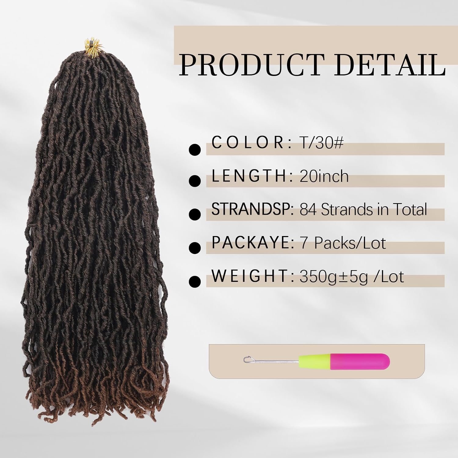 Faux Locs Crochet Hair 7 Packs Soft Locs Crochet Hair Pre Looped Goddess Locs Dreadlocs Synthetic Hair For Black Women (T/30#, 20 Inch (Pack of 7))