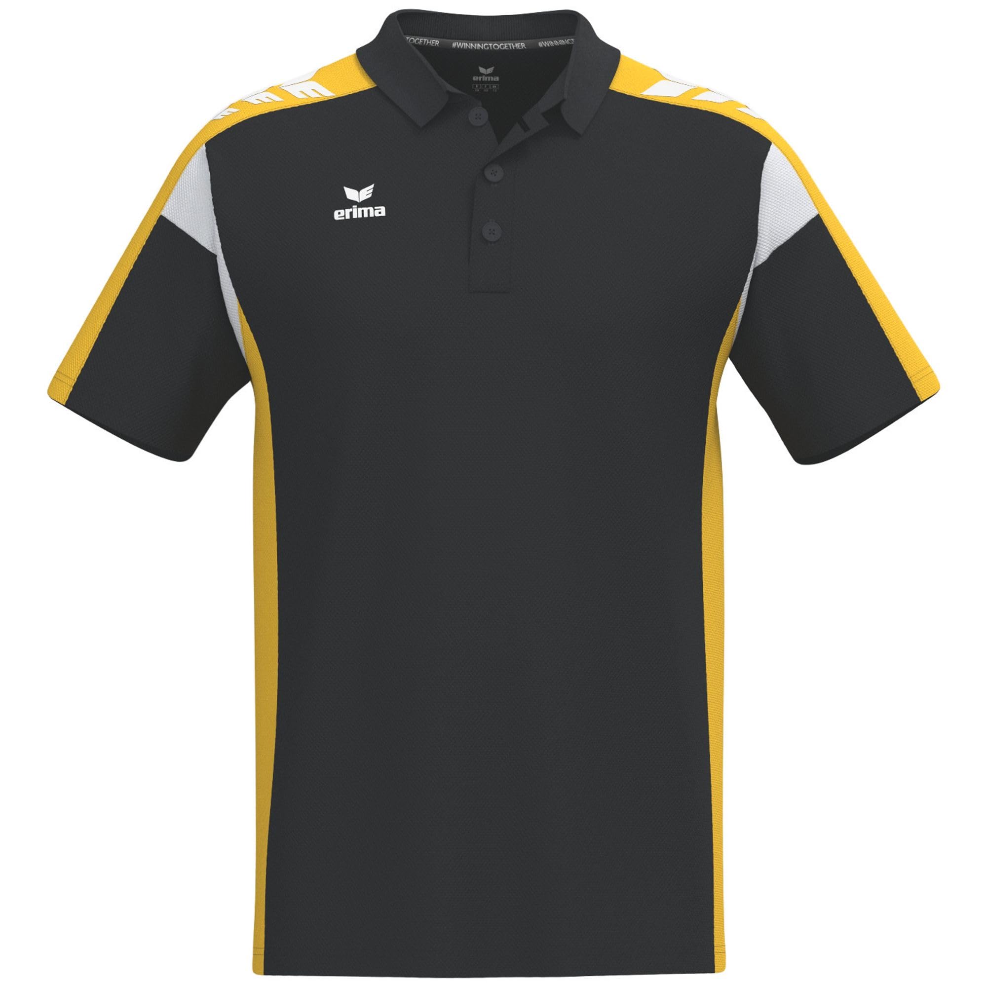 Erima Unisex Celebrate 125 Performance Polo Shirt (1112510), Black/Yellow, XXL