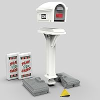 Vista 7 de American Home by Simplay3 - Combinación de buzón clásico y poste fácil de excavar de alta calidad, color blanco, buzón sobre el suelo