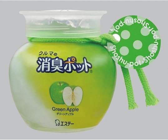 Amazon クルマの消臭ポット 消臭芳香剤 車用 グリーンアップルの香り 150g 消臭ポット 置き型