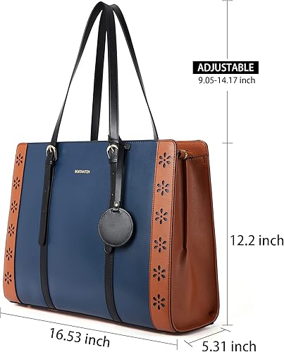 Miniatura 2 de BOSTANTEN Bolsa para laptop para mujer, 15.6 pulgadas, maletín de cuero para computadora, bolso de mano de trabajo vintage