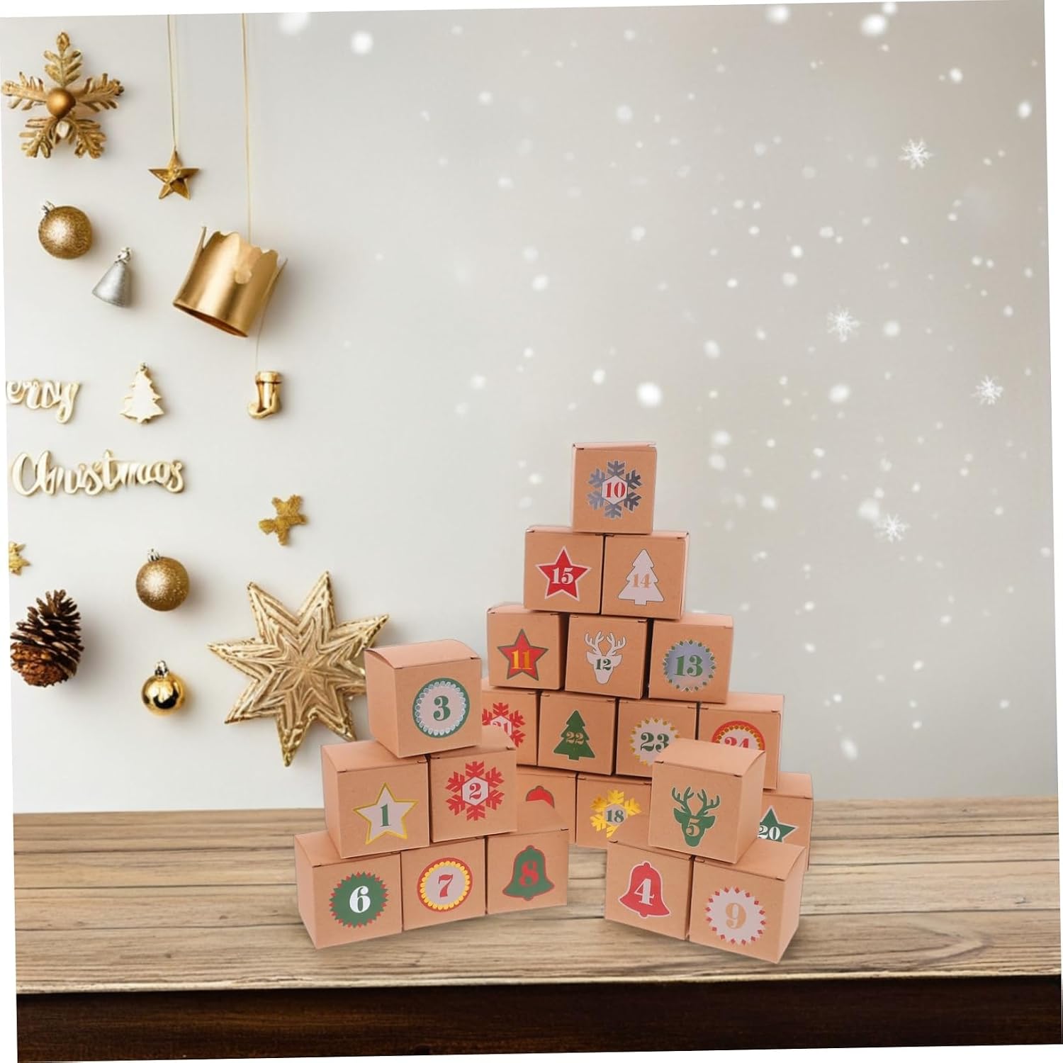 MERRYHAPY 1 Set Advent Calendar Christmas Countdown Box for Candy Surprises Refillable Container for DIY Holiday Decor and Family Fun