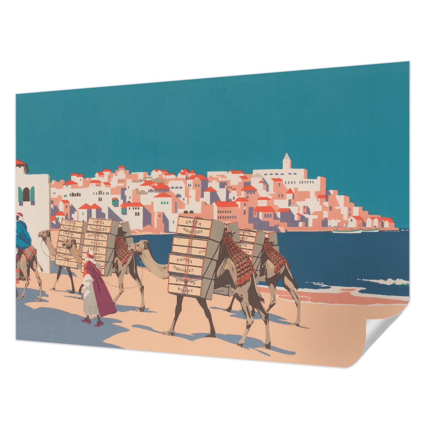 Décor mural adhésif anti-tache Tulup pour rénover facilement un salon avec une caravane de chameaux