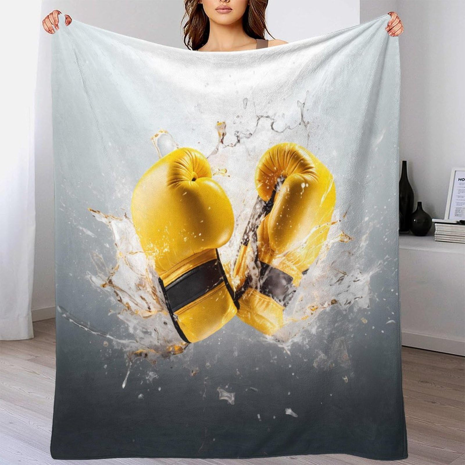 stampa 3D boxing gloves coperta microfibra biancheria da letto compatta e morbida coperta da viaggio leggera per regali per amici viaggiatori sports action 80×90inch(200x230cm)