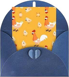 Chicken Chick Printing Vertical Love Buckle Pearl Paper Greeting Horizontal Cards,Birthday, Wedding,Thank You Cards