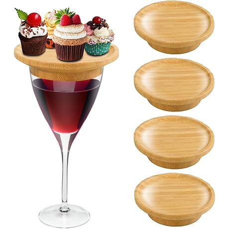 Wine Glass Charcuterie Topper, Bamboo Wine Glass Topper Coasters