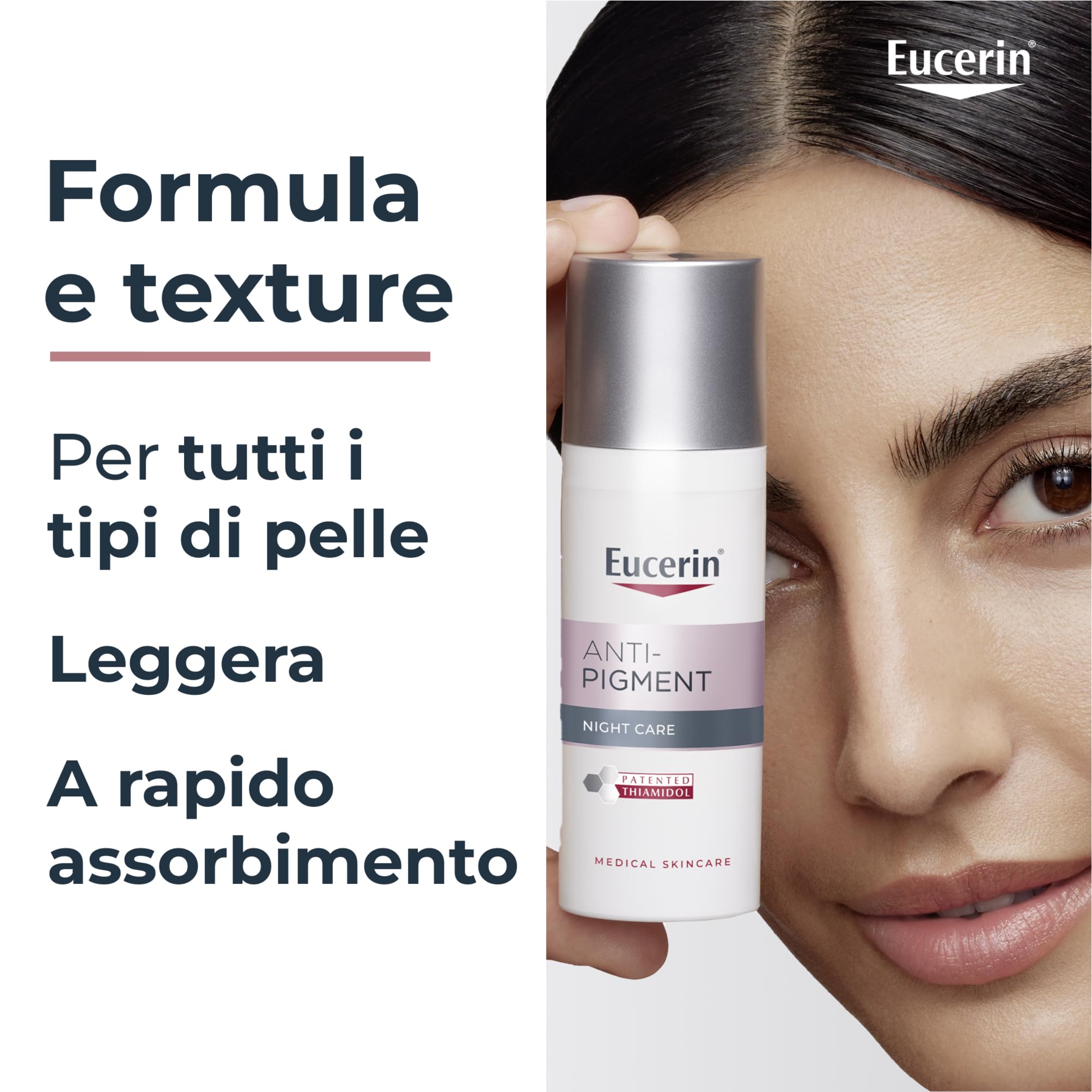 Eucerin Anti-Pigment Crema Viso Notte 50 ml, Crema antimacchie viso per una pelle rigenerata durante il sonno, Formula arricchita con Thiamidol e Dexpantenolo per tutti i tipi di pelle