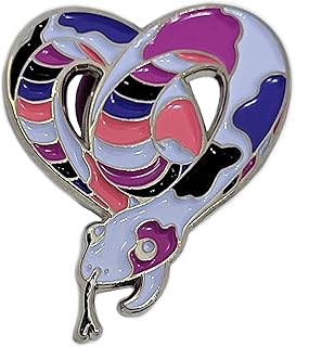 Genderfluid Pride Pin: Heart-Shaped Snake Enamel Pin in Subtle Gender Fluid Flag Colors | Subtle Pride Jewelry | LGBTQ Pin