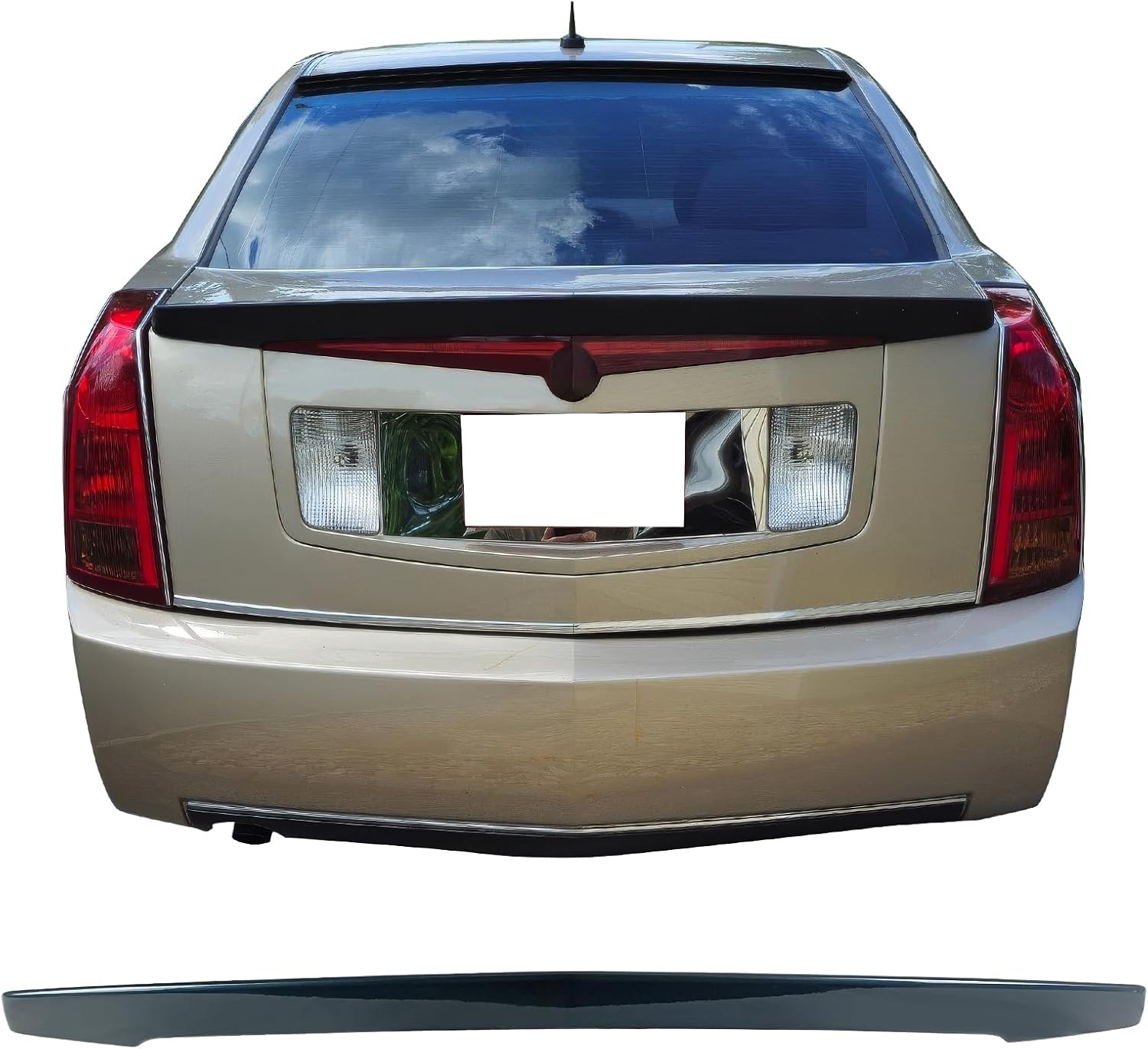 IKON MOTORSPORTS, Trunk Spoiler Compatible with 2003-2007 Cadillac CTS Sedan, OE Style Painted #W13 XY YX Diamond White Pearl ABS Plastic Rear Trunk Lid Spoiler Wing Lip