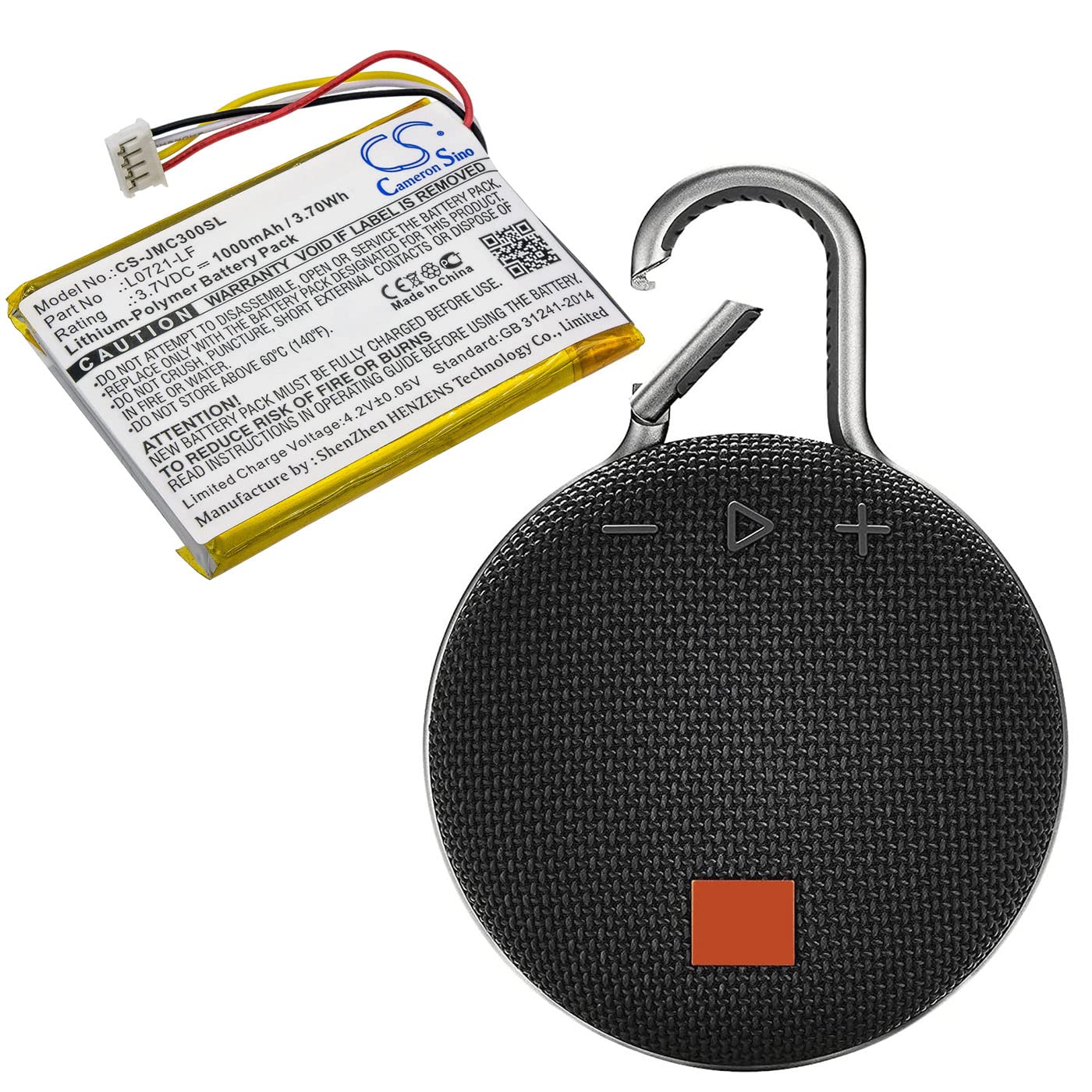 Cameron Sino Battery for JBL Clip 3, Clip 3AN, Clip 3SAND PN:JBL L0721-LF 1000mAh