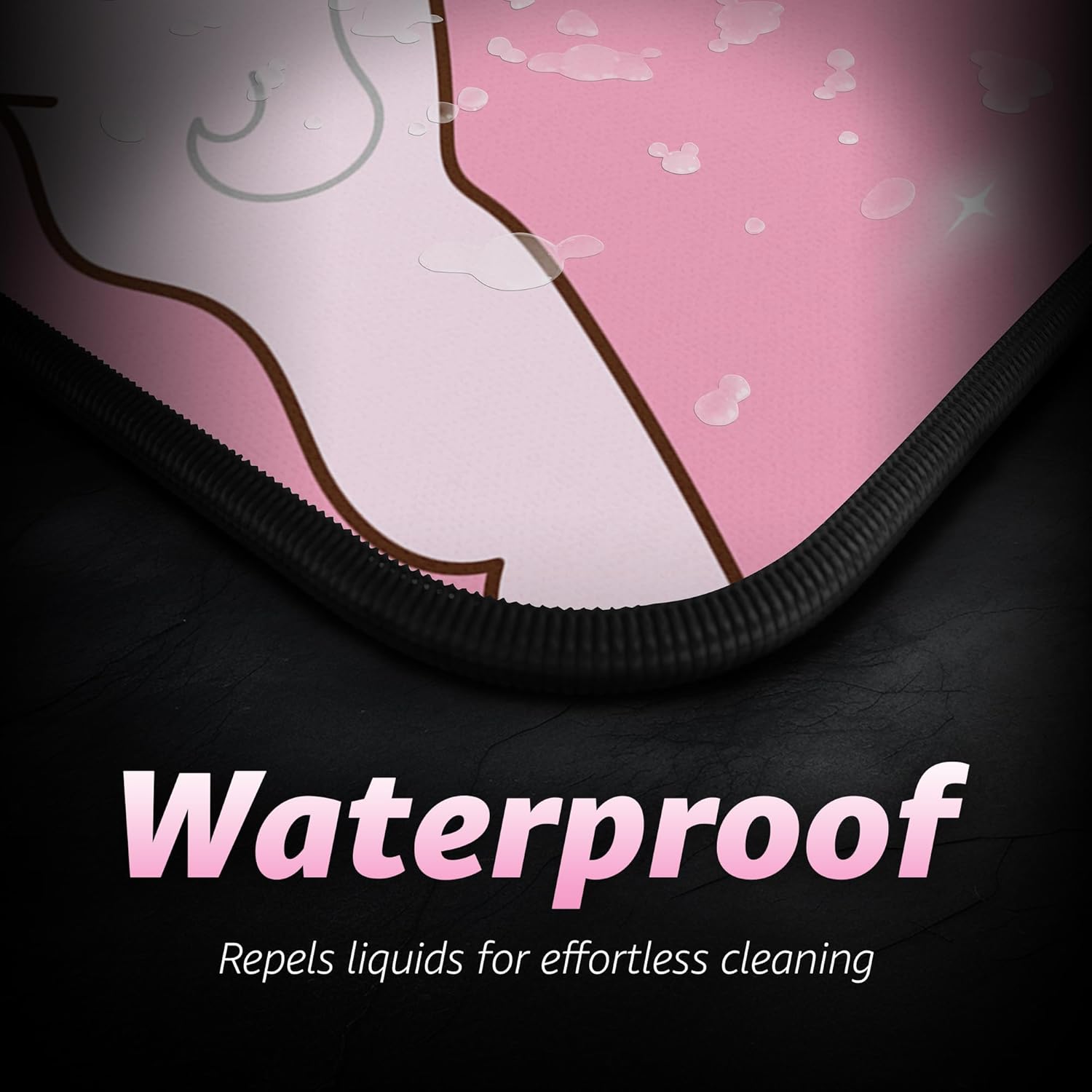 Hystar® Extended Gaming Mouse Pad | XXL 36" x 16" | 5mm Thick, Waterproof Surface, Smooth Polyester Fabric, and Natural Rubber Base | Kawaii Wave