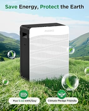 Air Purifier for Home Large Room 2800 Ft2, MOOKA Double-Sided Air Purifiers for Home Pets with Washable Filters, PM2.5 Air Quality Monitor, Air Filter Cleaner for Bedroom, Dorm Room, Office