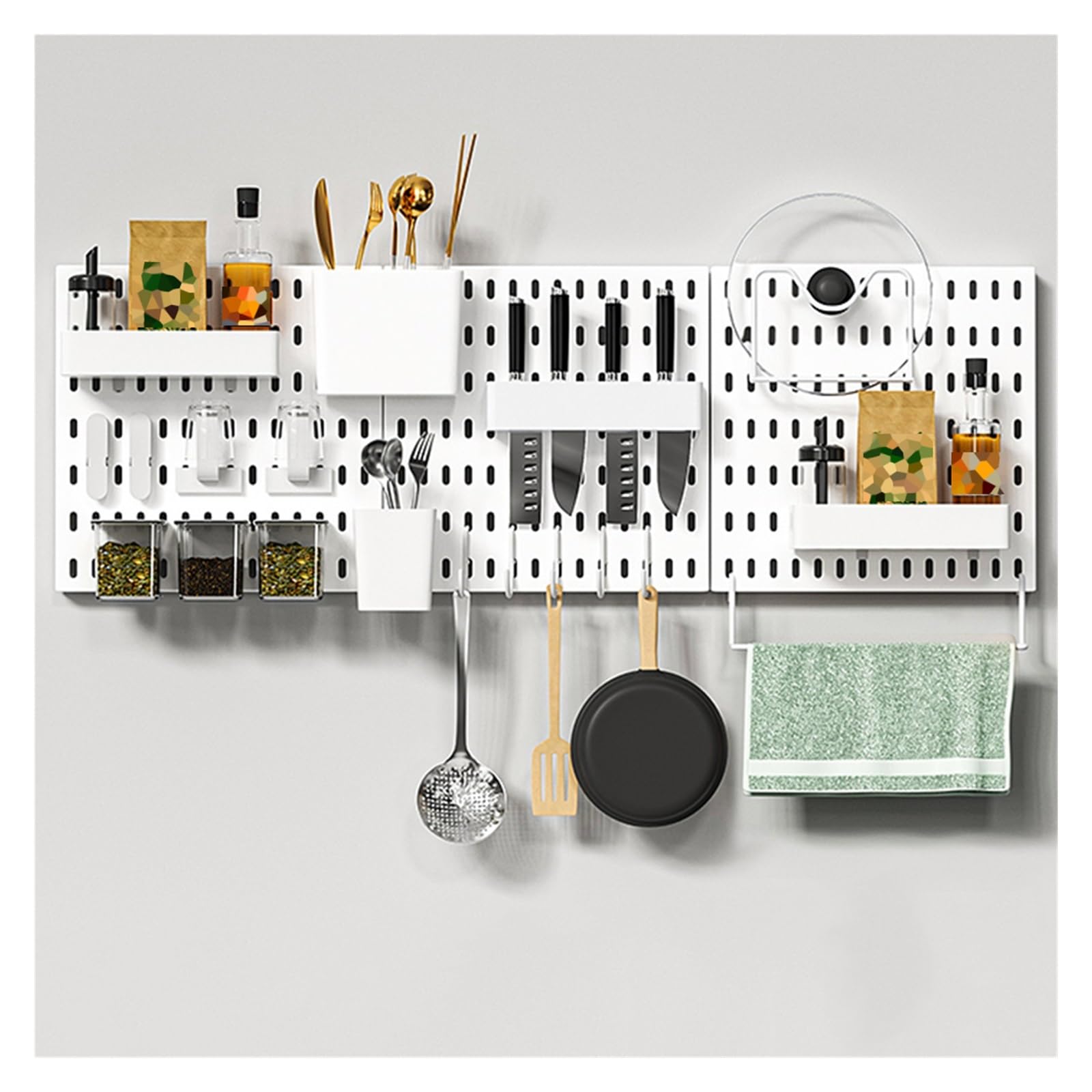 Kit de rangement mural avec crochets et bacs pour bureau et chambre d'enfant
