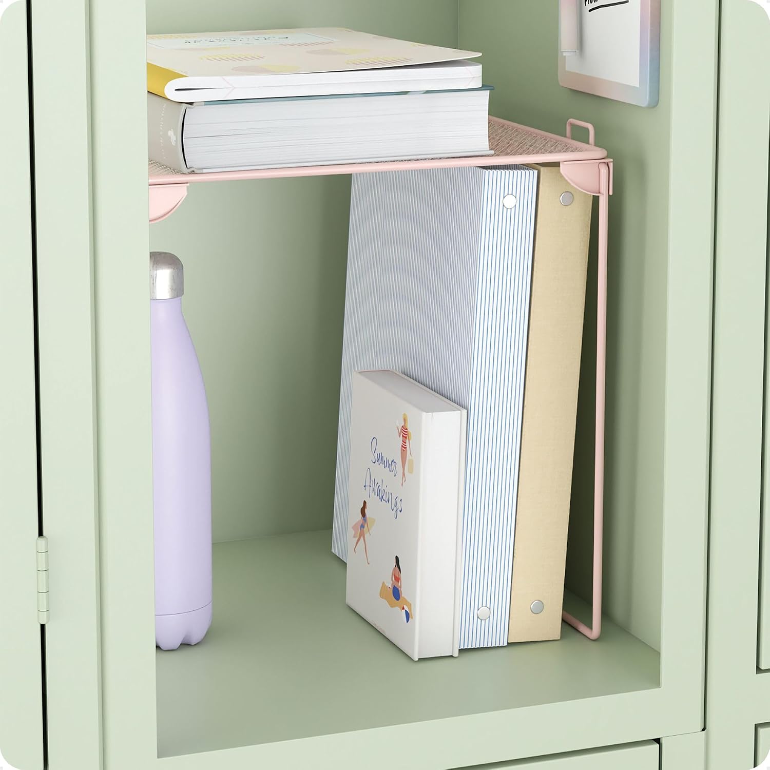 U Brands Mesh Locker Organizer Shelf, 11" x 10" x 12", Peachy Pink, Back to School Essentials, Stackable, Fits Standard Size School Lockers