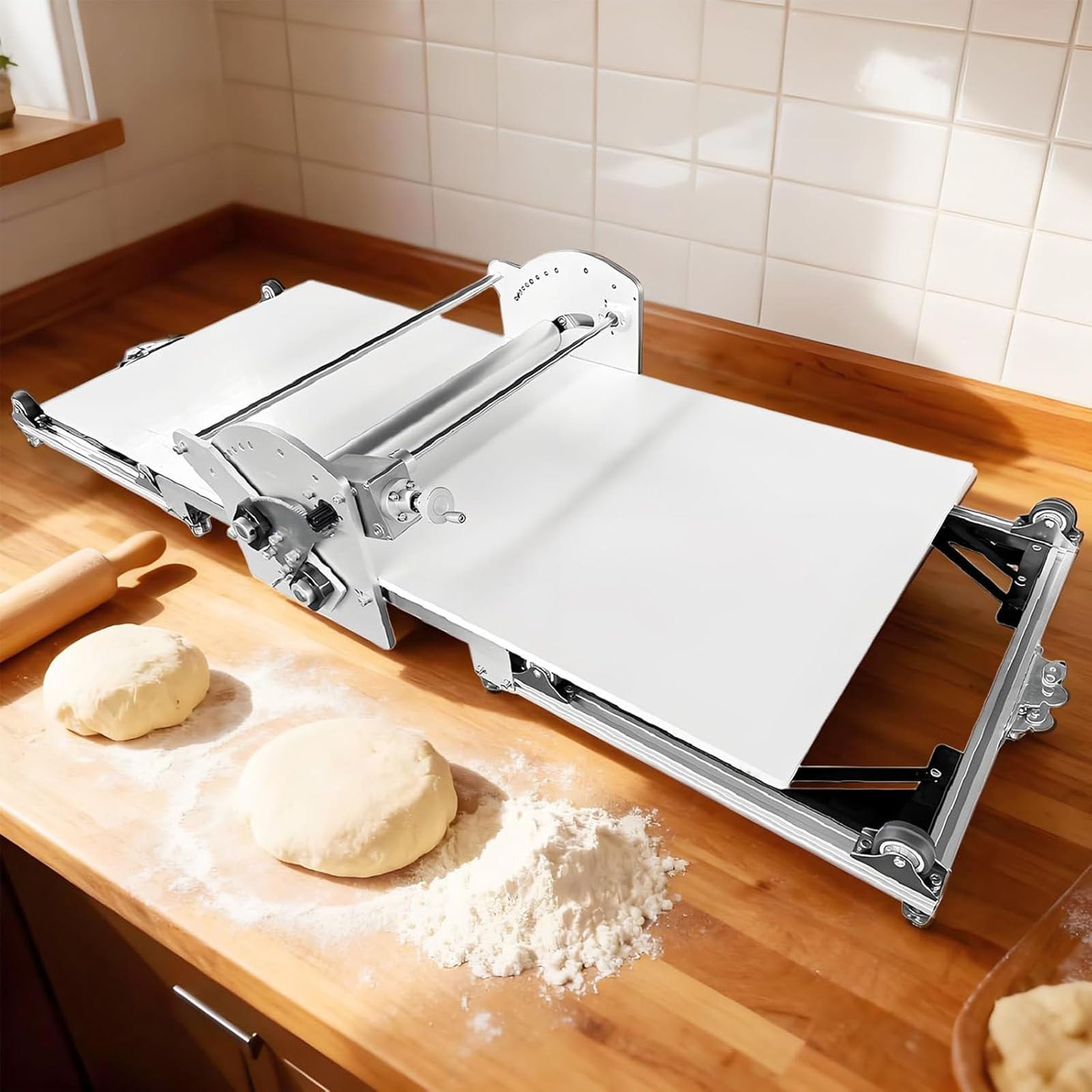 Drmoxin Electric Dough Sheeter Countertop Dough Sheeter Dough Roller Machine Croissant Pastry Danish Pastry Bakery Roller Puff Pastry Pizza Foldable Dough Rolling Machine