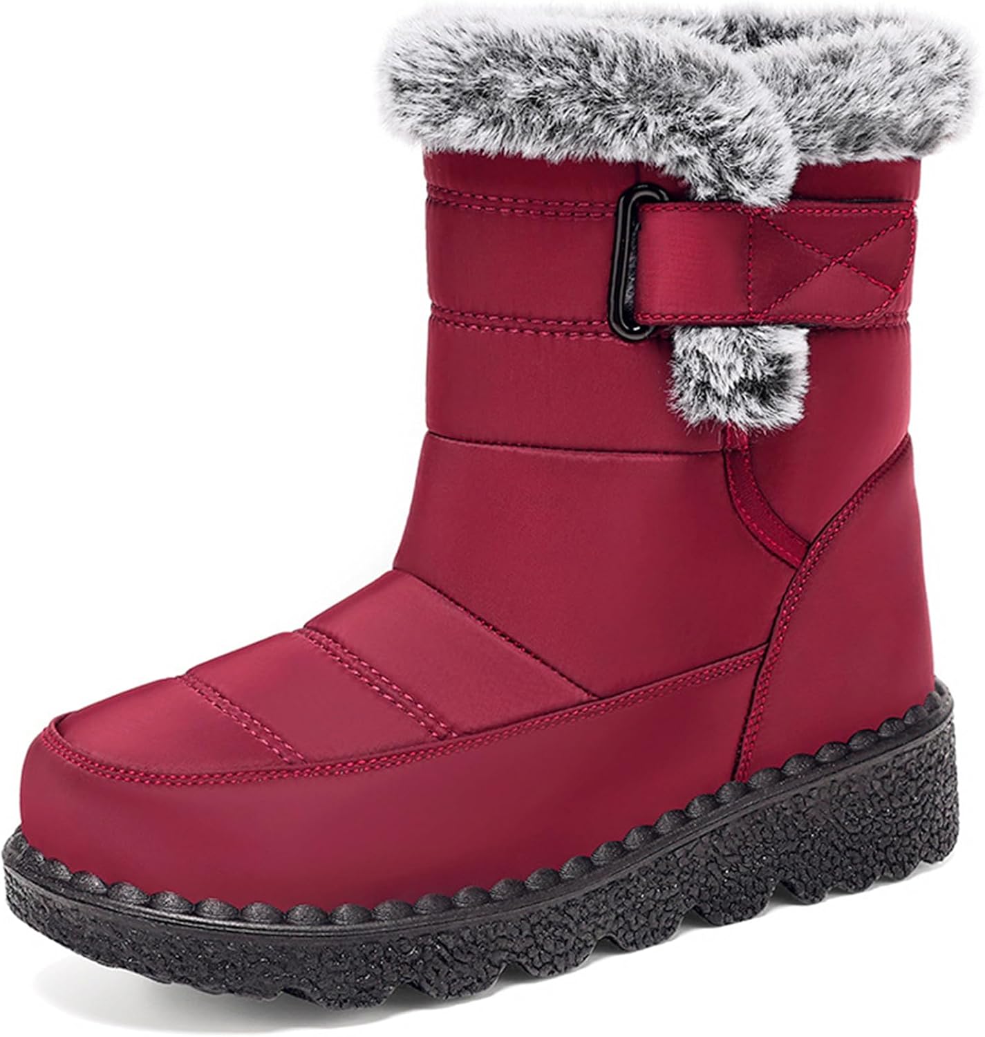 Women'S Pu Waterproof Snow Boots Winter Plus Velvet Non-Slip Warm Outdoor Ankle Boots Suitable For Light Camping Fur Lined Sneaker
