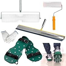 7-Piece Floor Coating Set, Ventilation Roller Set with 2 Bleeding Rollers 23 cm + 48 cm Standing Squeegee Large Surface Squeegee 56 cm and Nail Shoes Spike Length 3 cm for Compensating Compound Floor