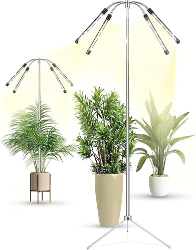 Luces de cultivo para plantas de interior de espectro completo, 15-62 pulgadas de altura ajustable y luces de cultivo de plantas de pie con soporte