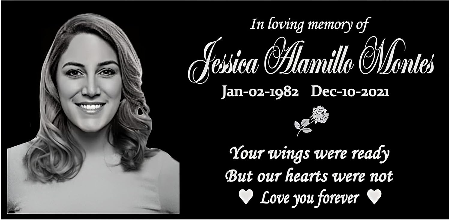 ODB 20x10 inches Personalized Human Memorial Stones, Black Granite Memorial Garden Stone, Gifts for Someone Who Lost a Loved One, or Pet, Dog, Cat (20x10inches (50x25cm))