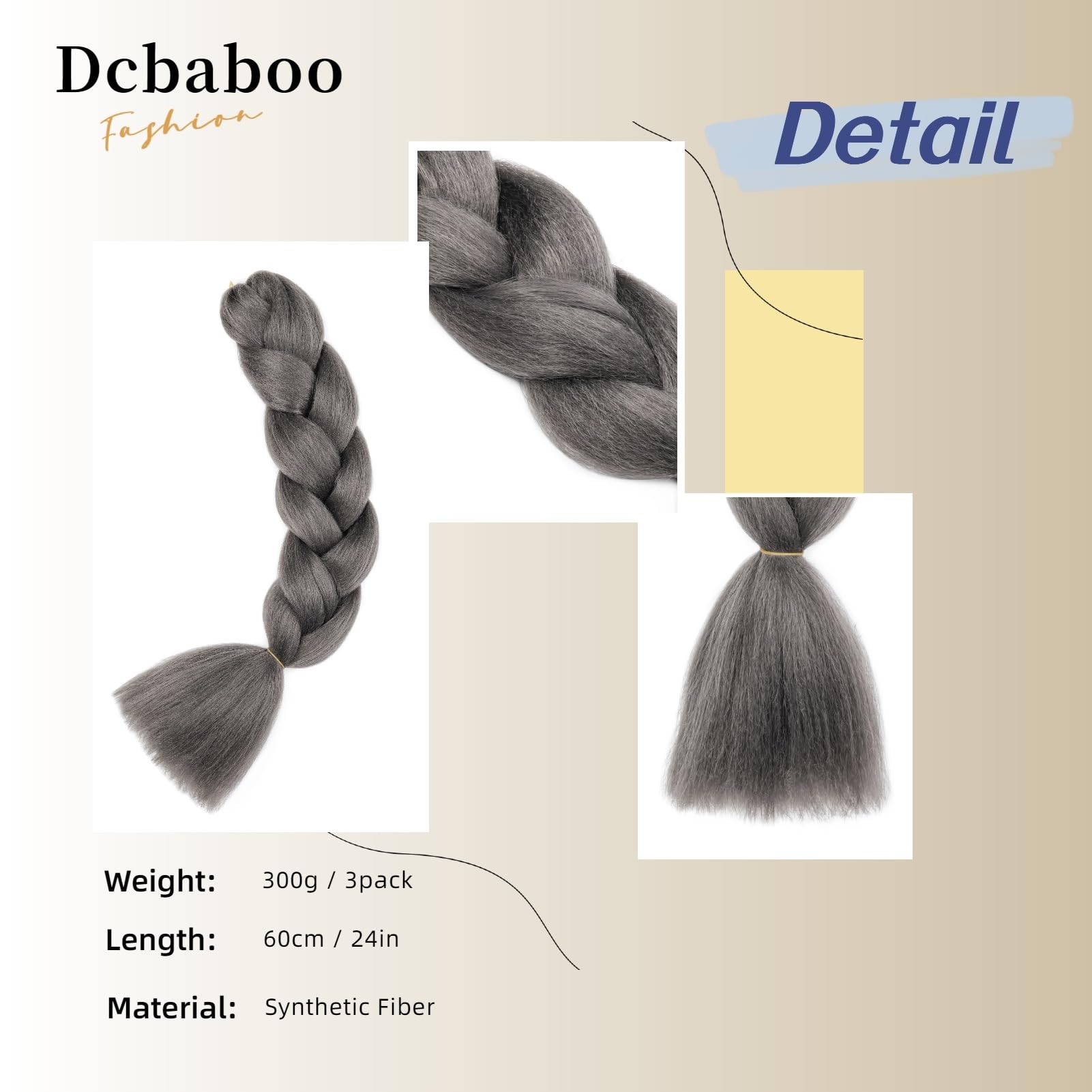 Dcbaboo Braids Extensions Synthetic Hair for Braiding 3 Pack 24 Inch Ombre Jumbo Braiding Hair Kanekalon Hair Extensions Braids Afro Crochet Box Braids Hair for Braids 300 g - Image 2
