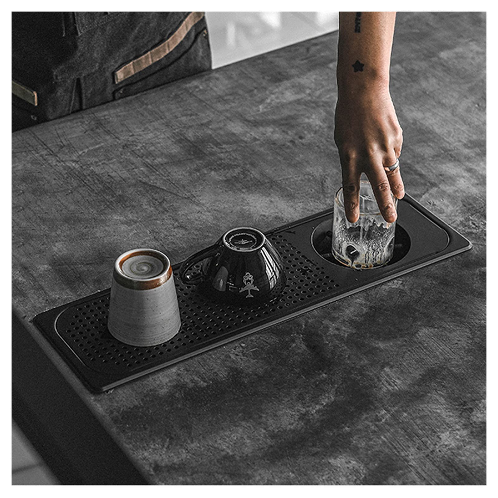 Rince-Verre Pichet Riner en Acier Inoxydable Nettoyant pour Tasse à Café