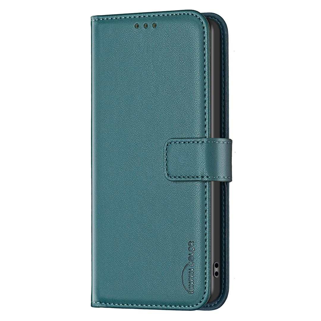 Unichthy For Sony Xperia 1 VI (2024) Case Geniune Leather Shockproof Flip Wallet Folio Official Phone Case Magnetic Closure Stand Card Slots Bumper Protective Cover for Sony Xperia 1 VI (2024) Green - Image 3