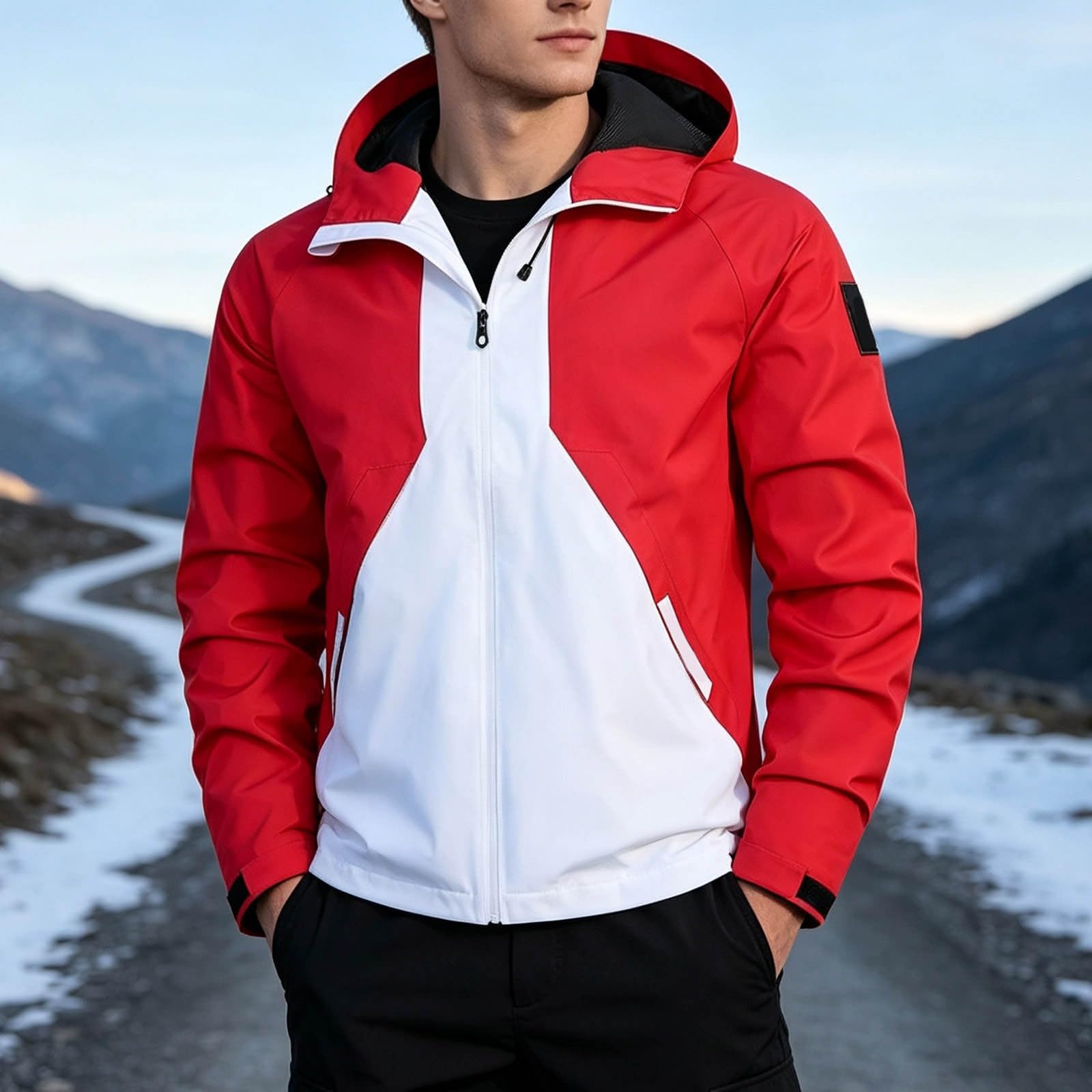 Giacca da trekking da uomo con cappuccio, in softshell, funzionale e