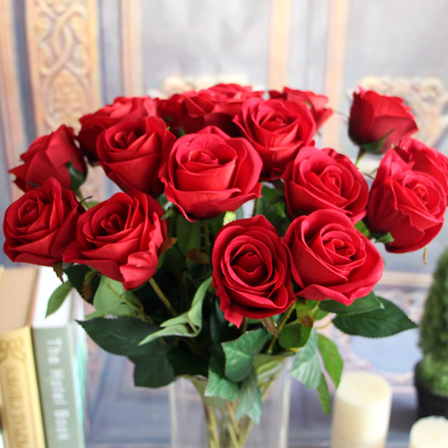 Amazon｜フェイクローズシングルローズフラワーシルクシミュレーション