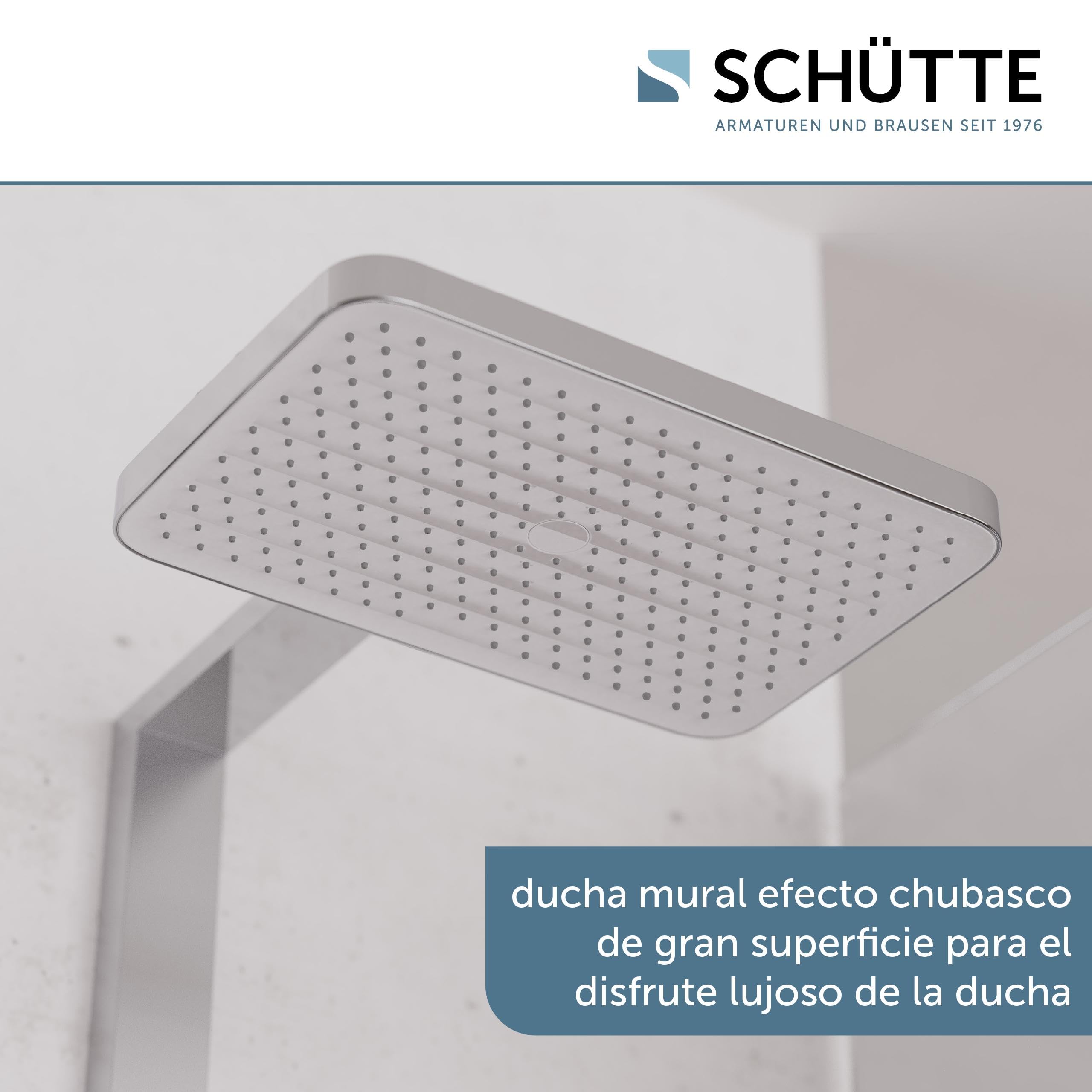 SCHÜTTE 60685 LA Palma - Sistema de ducha con ducha de lluvia y columna de ducha, 36 x 24 cm, cabezal de ducha de acero inoxidable, juego de ducha sin grifo, barra de ducha con alcachofa y alcachofa