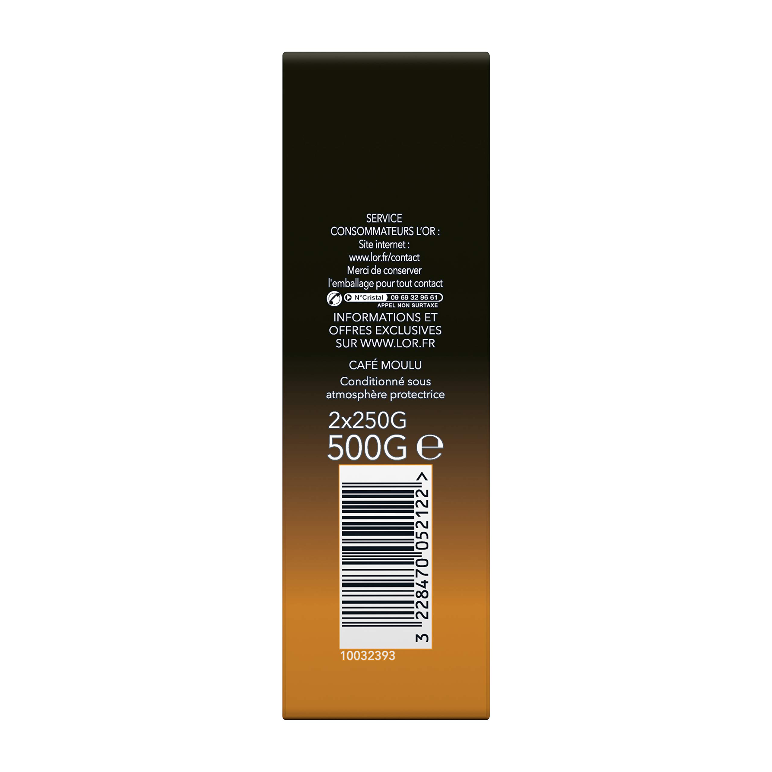 L'Or Café Moulu Doux 3Kg (lot de 6x(2x250g))