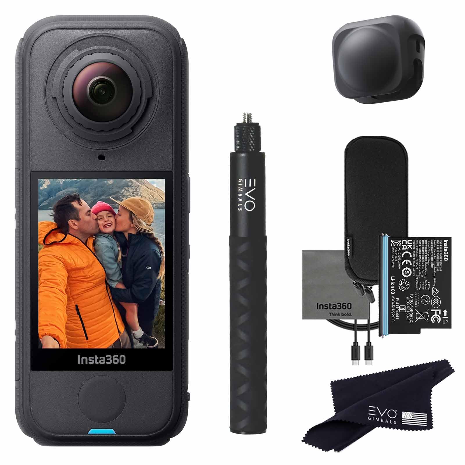 Insta360 X4 Air Basic Bundle | Lightest 8K 360 Action Camera for Epic Adventures | for Travel, Sports, Family Moments, Vlogging | Bundle Includes Invisible Selfie Stick, Lens Cap