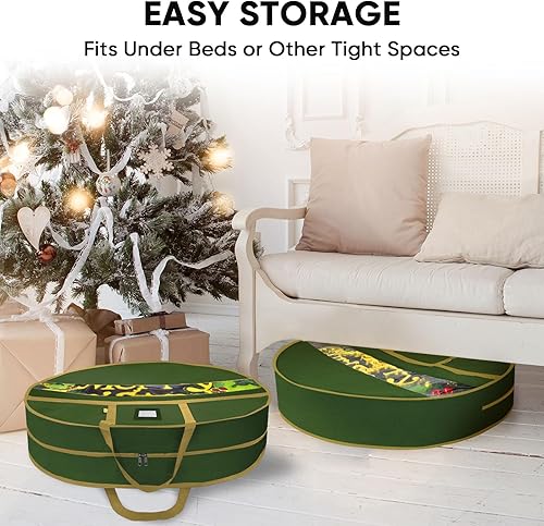 Miniatura 7 de BALEINE Contenedor de almacenamiento de corona de alta calidad, bolsas de almacenamiento Oxford para coronas de Navidad con material de lona