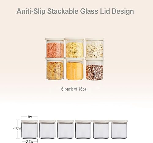Miniatura 2 de Urban Green Tarro de almacenamiento de alimentos de vidrio con tapa de vidrio, juego de recipientes de alimentos con tapas herméticas, tarro de