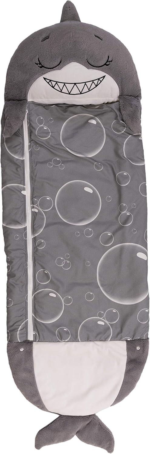 Happy Nappers: Pillow & Sleepy Sack: Medium - Grey Shark - 54 x 20, 2-in-1: Plush Animal Opens Into Sleeping Bag, Soft Play & Nap Character, Kids 3+